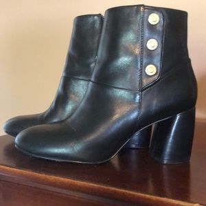 Nine West black booties with gold button details